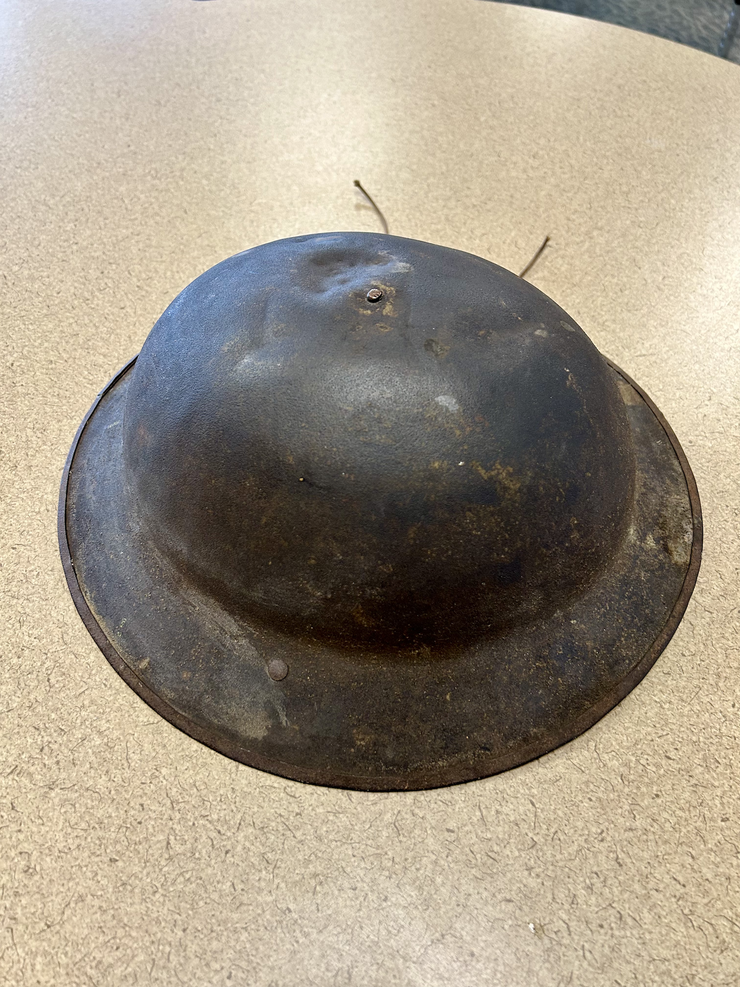 Alex's great-grandfather's World War I helmet. Photo courtesy of Alex Brouhard.