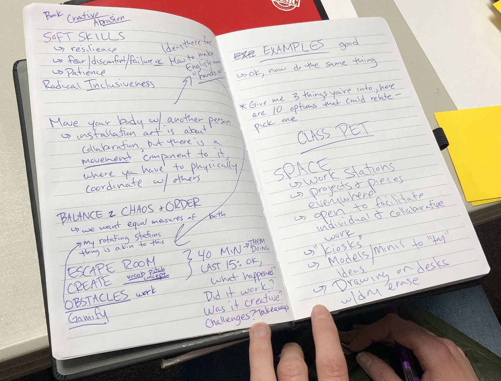 All convening participants received journals to take notes, doodle, reflect, explore and design.
