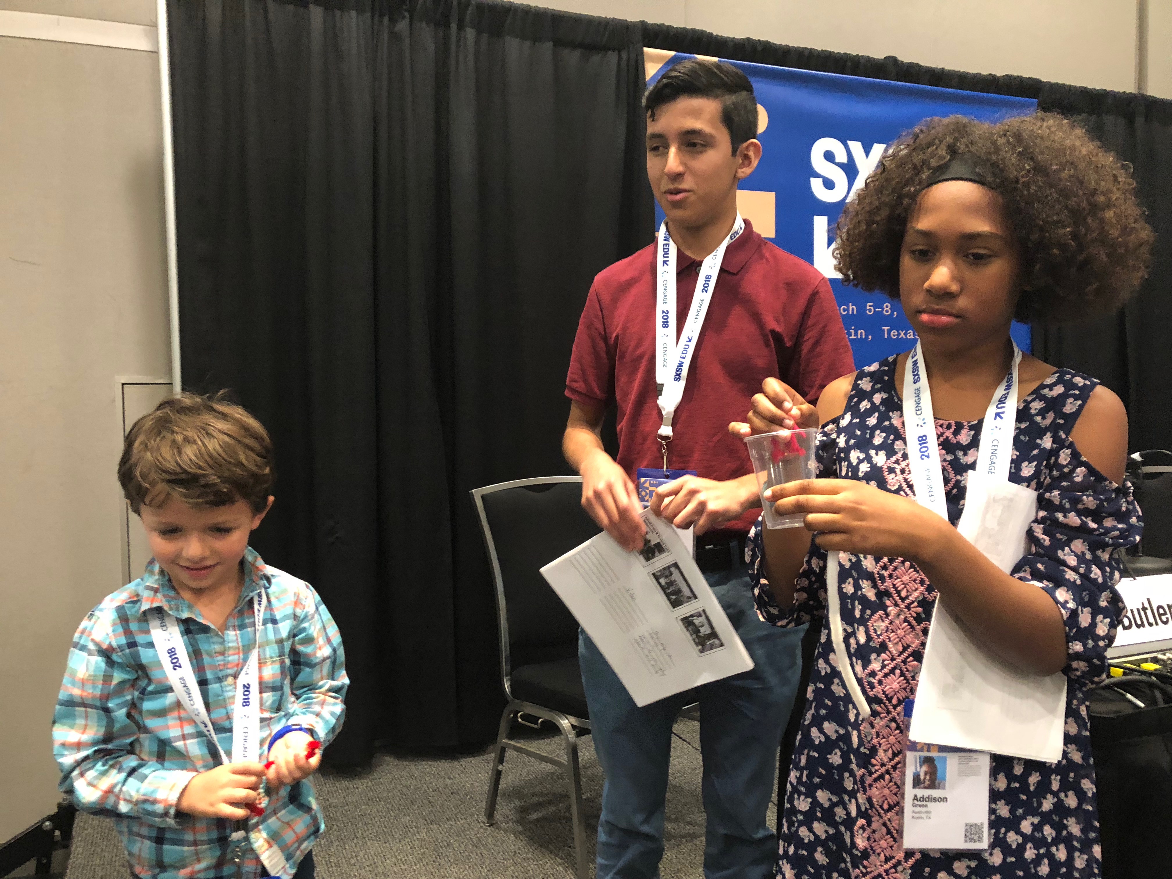Teo Cardenas, Xavier Zamarron and Addison Green at SXSW EDU. Photo Credit: Jenny Abamu