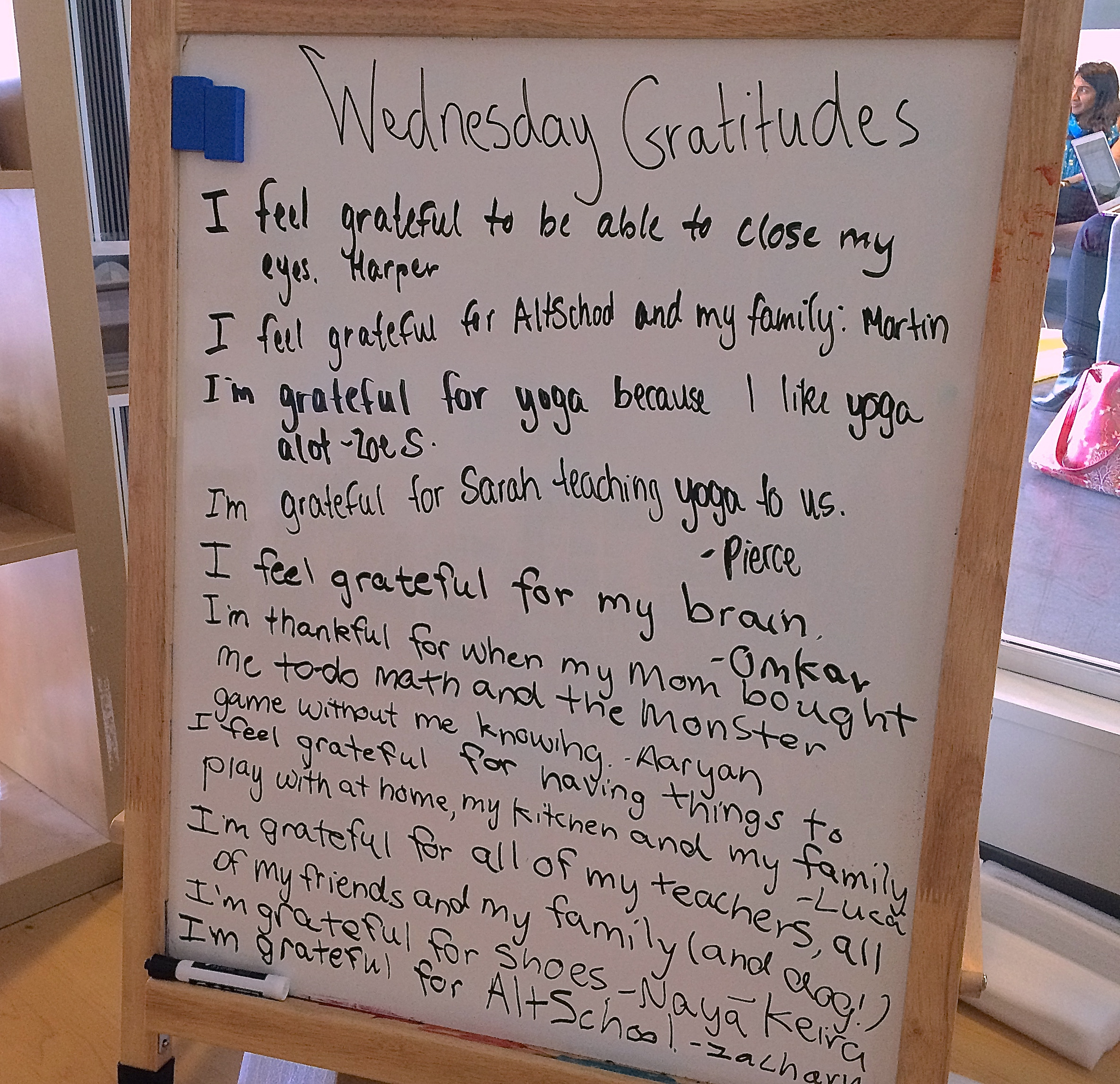 As part of the SEL curriculum, AltSchool educators lead students through sharing "Wednesday Gratitudes."