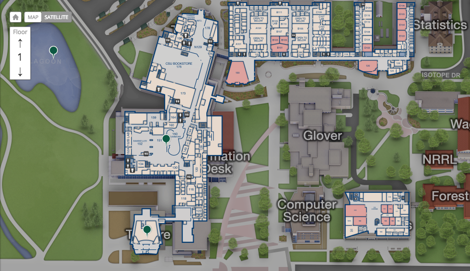 CSU's map includes detailed information for certain building interiors. Image Credit: CampusBird