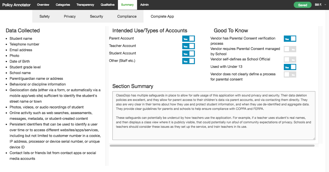 K12 Edtech Privacy Evaluation Platform. (Source: Bill Fitzgerald)