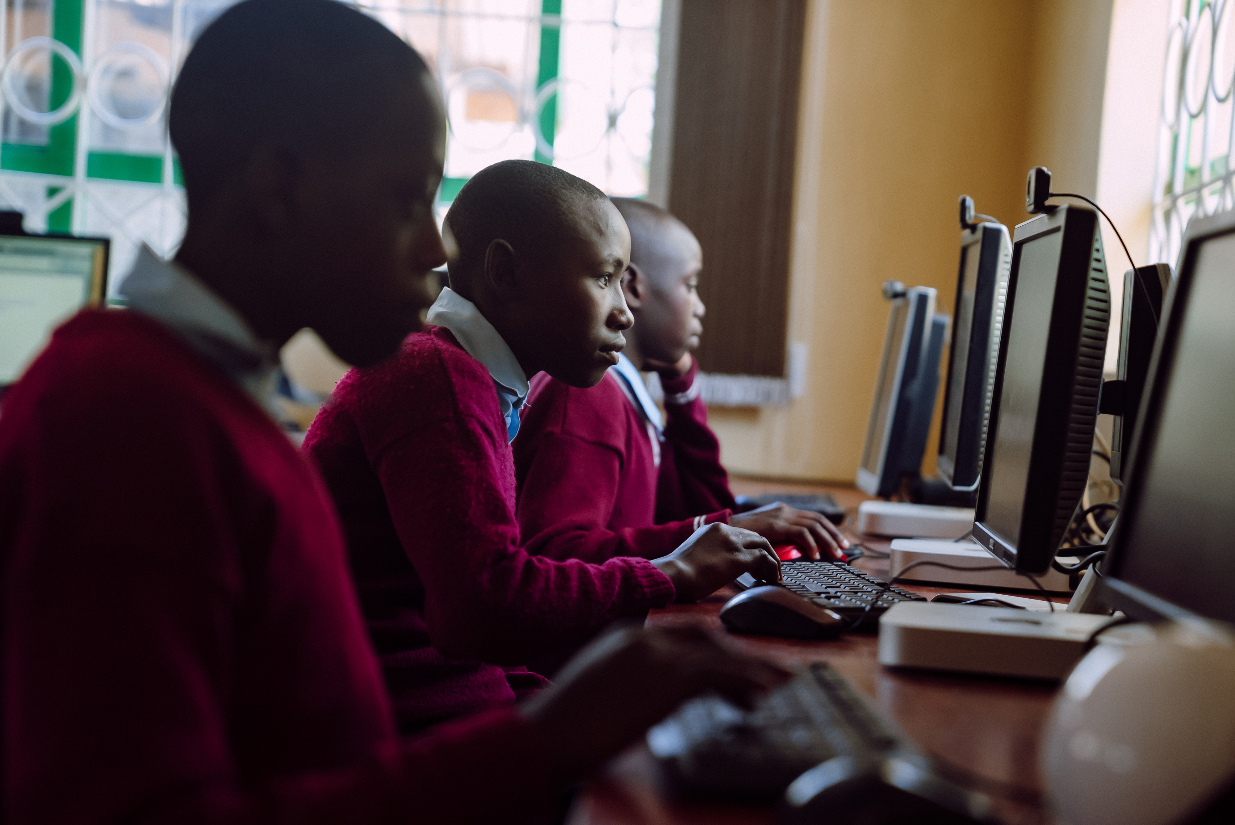 Students in a Foundation-supported edtech hub in rural Kenya