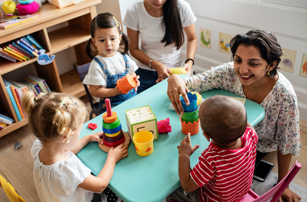 teacher with children