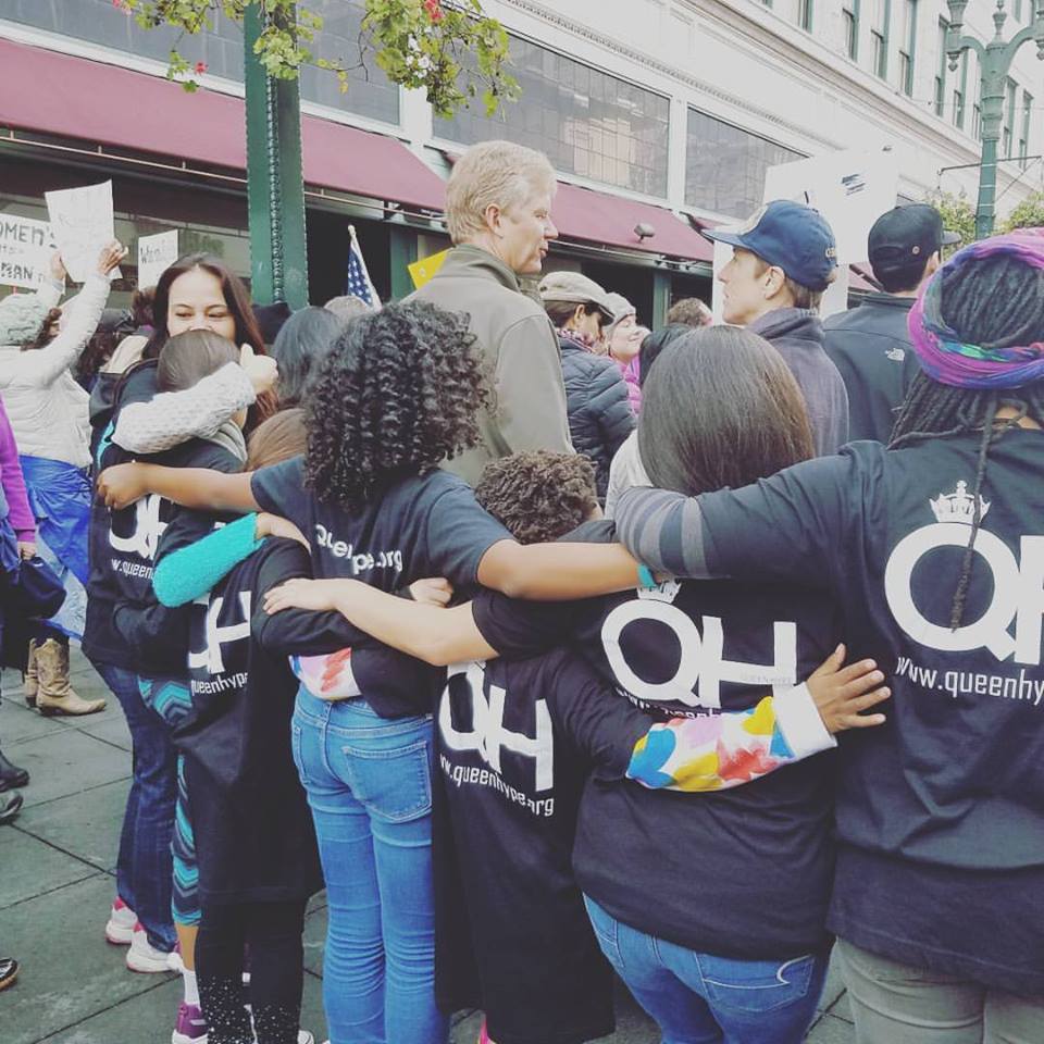 Female students at the Women's March