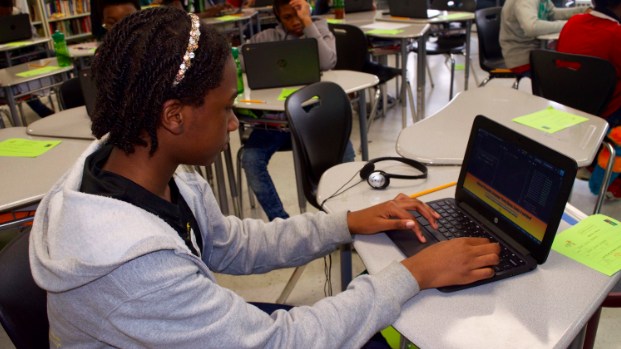 Senora Akoma, a sixth grade student at DPA and the vice president of her class. (Emily Tate / EdSurge)