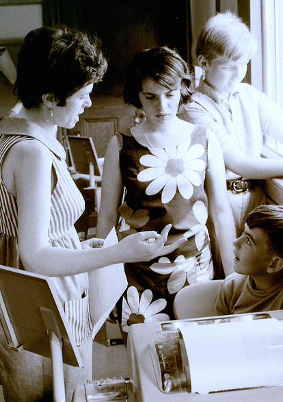 Cynthia Solomon teaching programming at Muzzy Jr. High, 1968 - 69