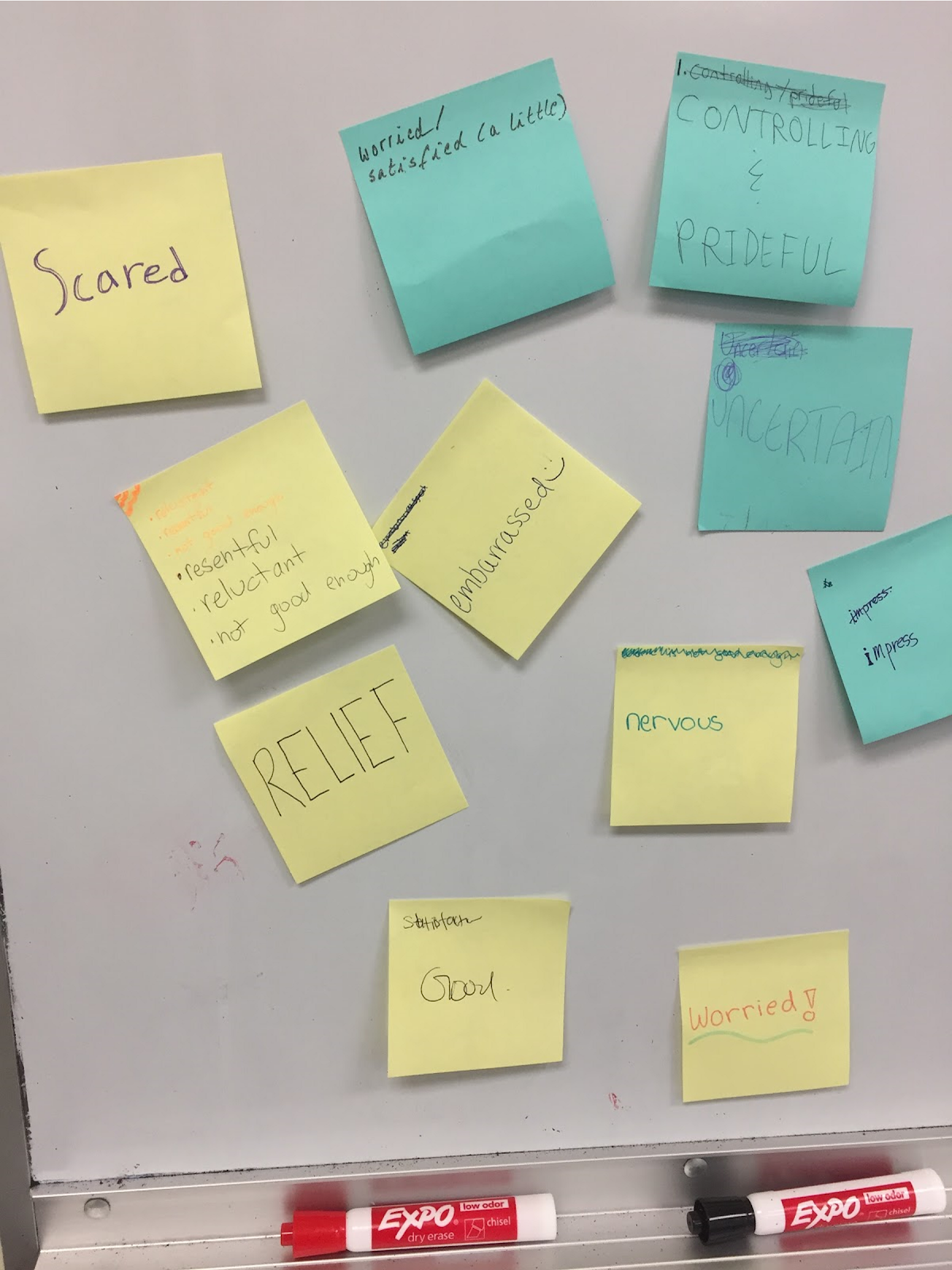 Seventh graders share how they feel when they’re about to receive feedback, 2019. (Credit: Elizabeth Matlick)