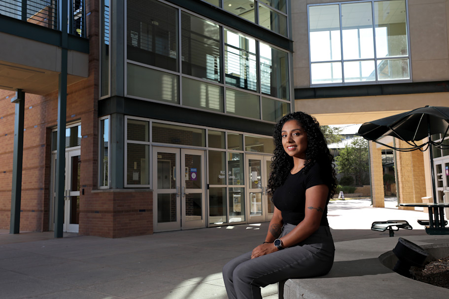 Jasmine Cortinas tackled college while working full-time and caring for a young daughter. Photo by Edward A. Ornelas for EdSurge.
