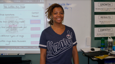 Trenisha Goslee is a STEM teacher at DPA. She recently moved to D.C. from El Paso, Texas. (Emily Tate / EdSurge)
