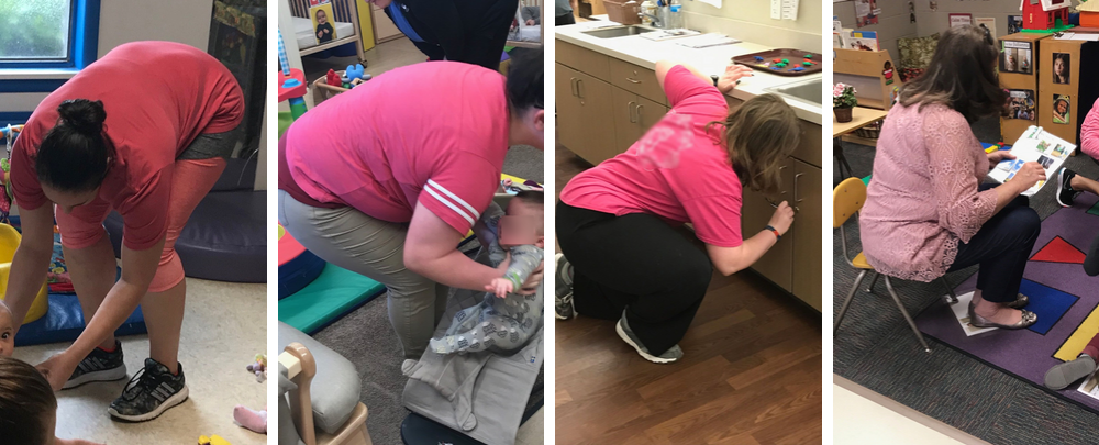 Early childhood educators engage in many routine activities that put them at moderate-to-high risk for injury, particularly at the low back; Credit: Ken Randall