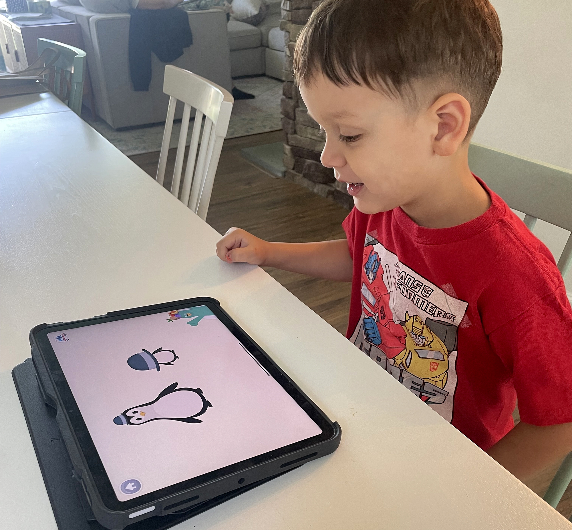 William engaged with the Khan Academy Kids literacy app