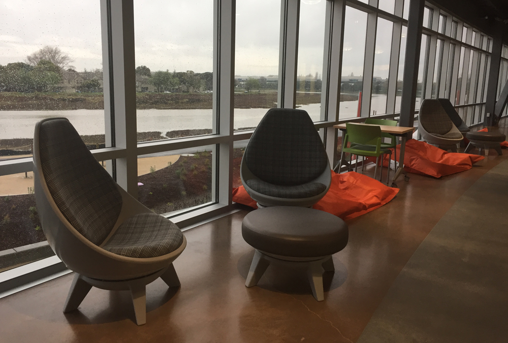 A space for students on Design Tech High School’s second floor. Photo credit: Tina Nazerian