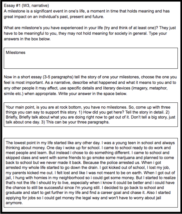 Writing sample from Junior, November 2017