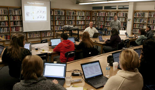 Leyden teachers receive tech coaching. (Buzz Orr, Sun-Times Media)