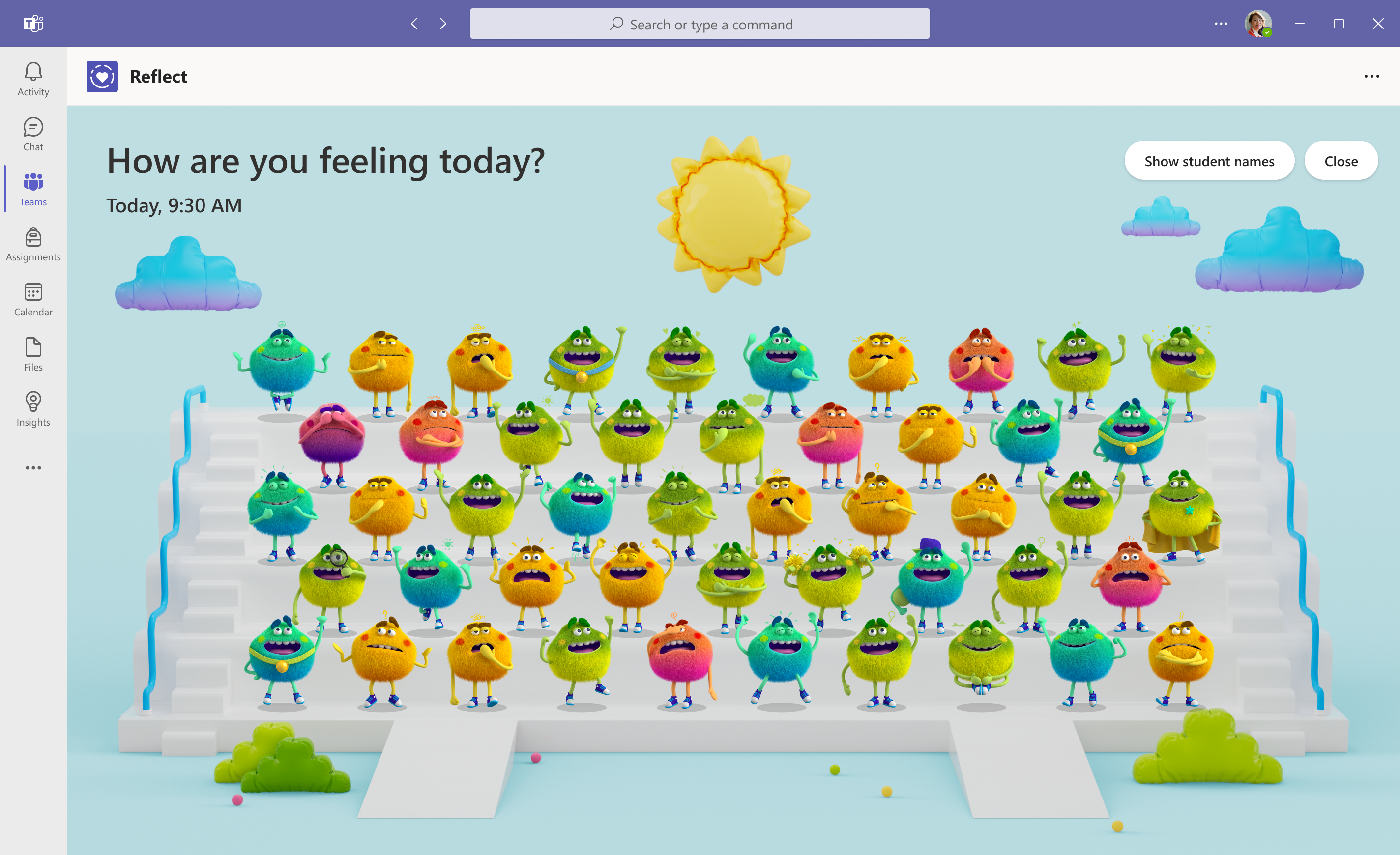 Together view shows a snapshot of students' emotional states, so teachers can quickly gauge the emotional tone of the classroom. Image Credit: Microsoft Education
