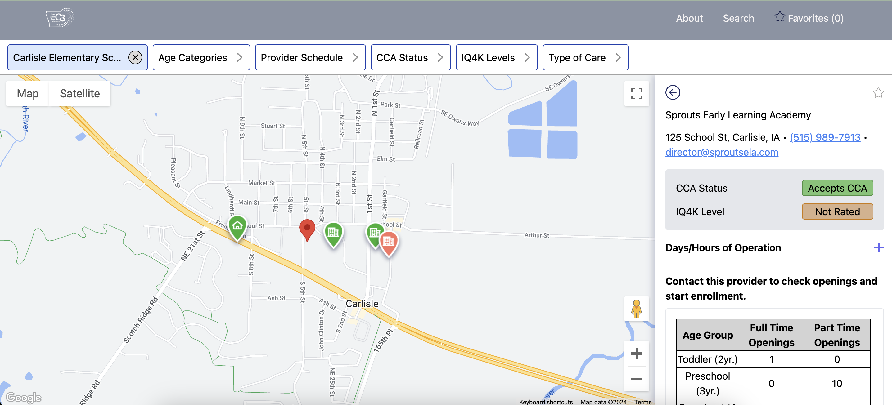 With Iowa Child Care Connect, families can search for early care and education programs nearby and along their route to work.
