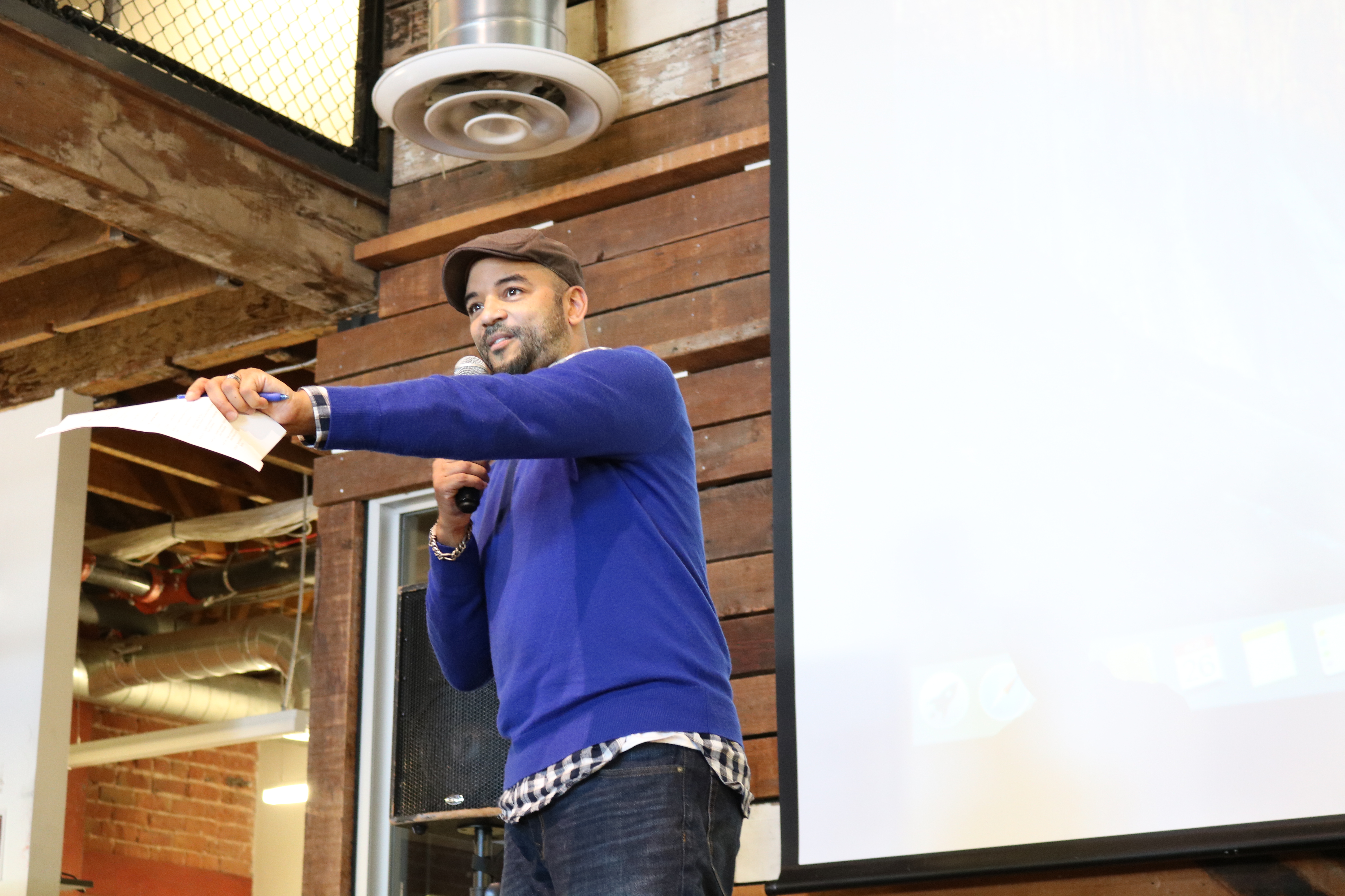 Damon Packwood speaks at the Gameheads showcase on Saturday. Photo Credit: Tina Nazerian