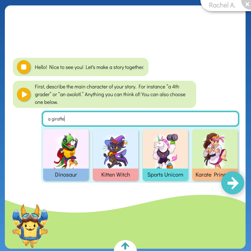 Students have the ability to choose their own characters and other story elements when creating a customized reading passage with Choice Texts. Image Credit: eSpark.