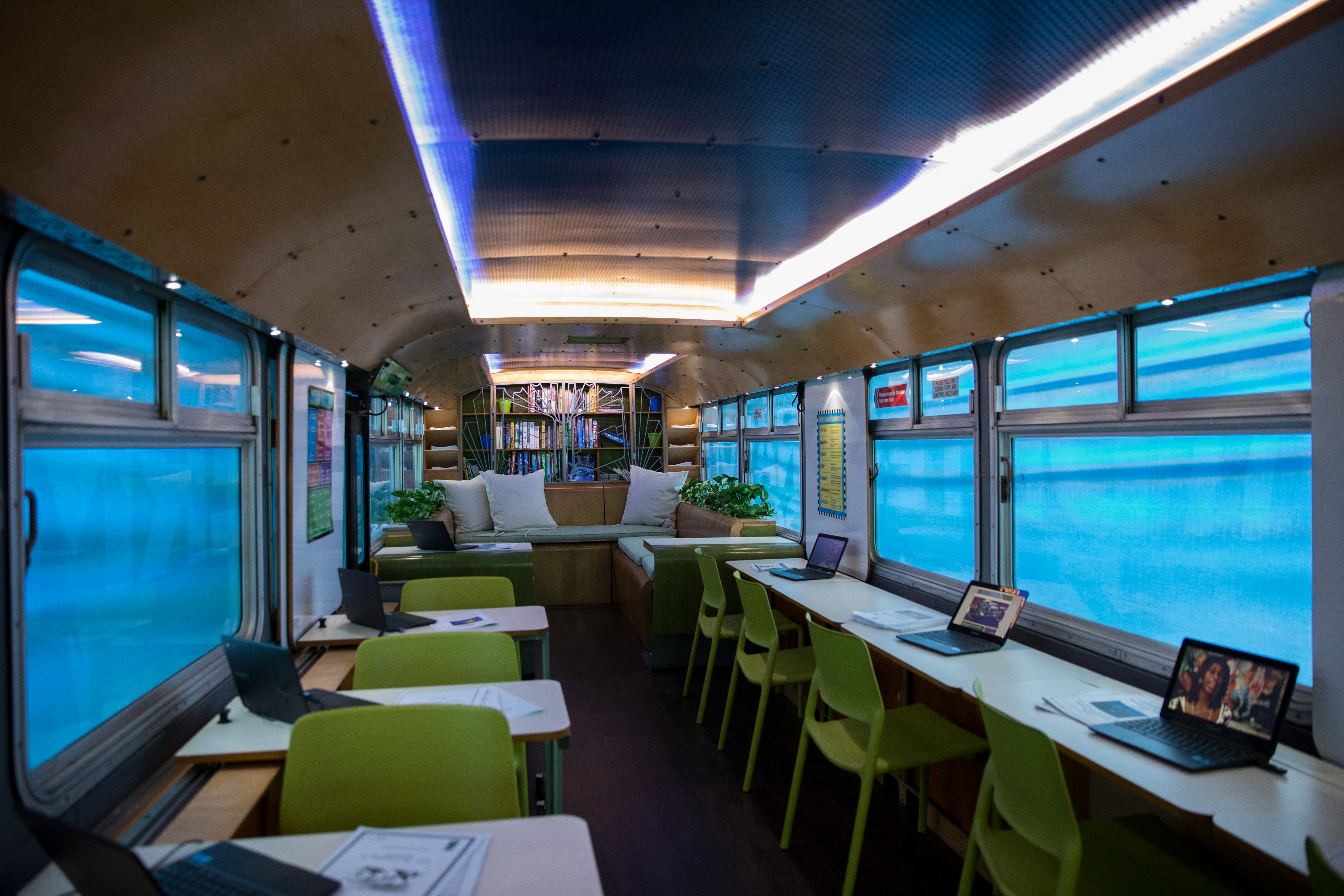 The bus looks conducive to learning—but how about with 15 adult learners stuffed inside?