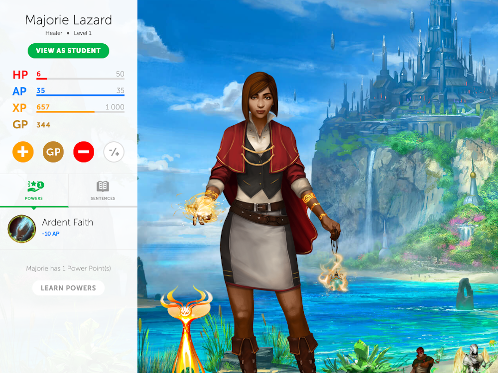 The Classcraft dashboard.