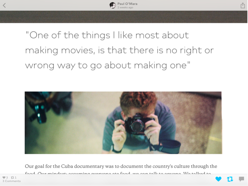Self reflection: Cinema students created a web site for their documentaries which we produced abroad; these included their reflections about the project and their experiences. Image credit: Michael Hernandez