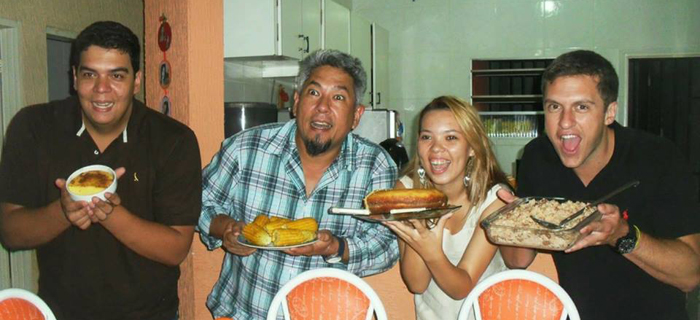 From left to right: Hansen (geography teacher), Oda (biology teacher), the student from Fortaleza, and Rafael (writing teacher) in her house