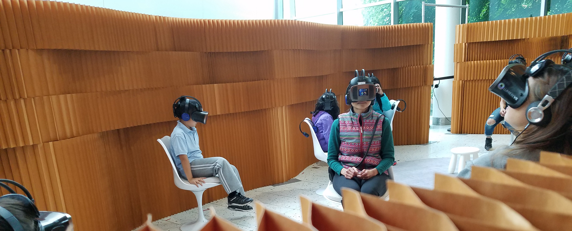 Kids trying VR at the Pacific Science Center in Seattle. Photo Credit: Frank Catalano