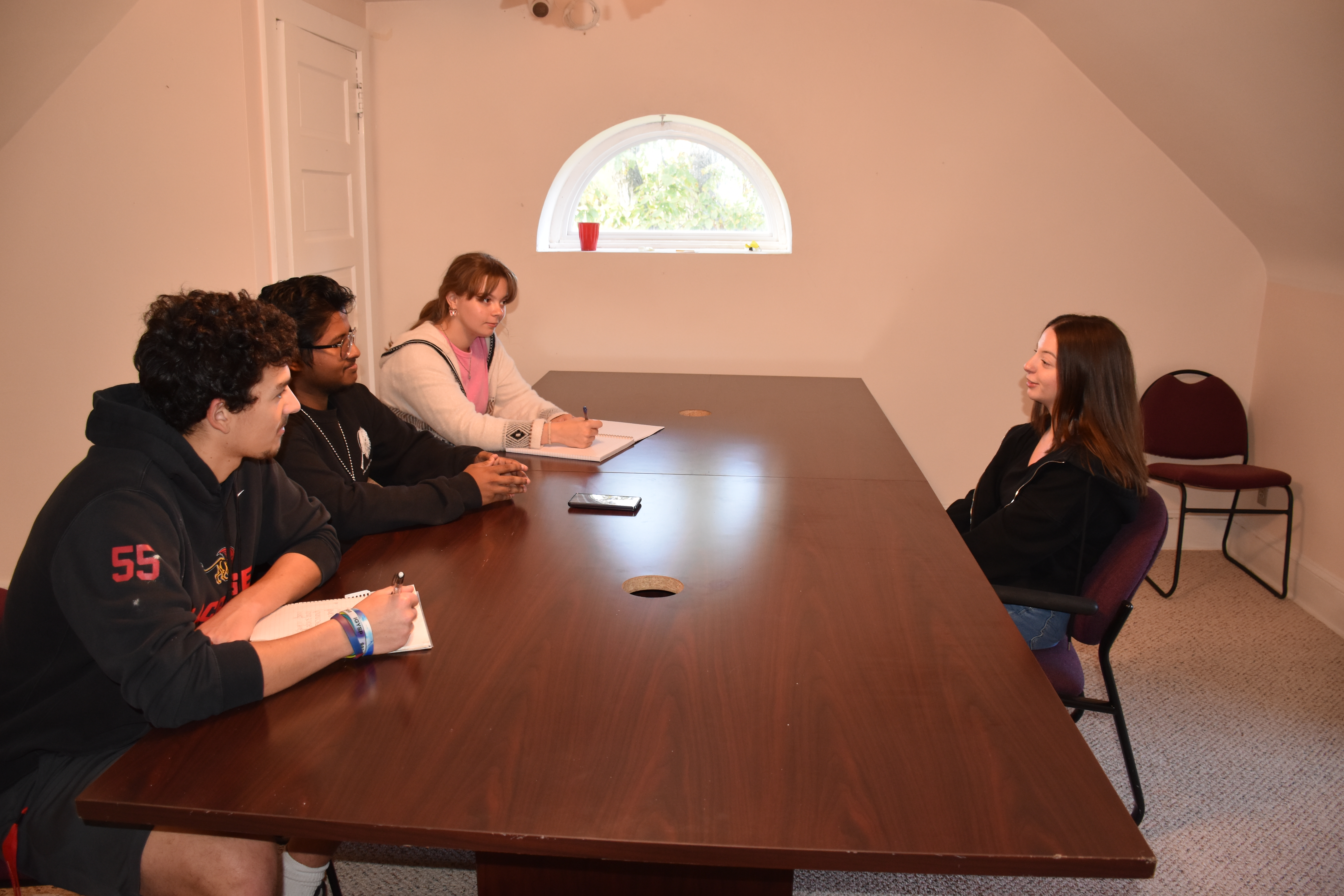 Students practice in the interrogation room of the Crime Scene House. Photo courtesy of GMercyU.