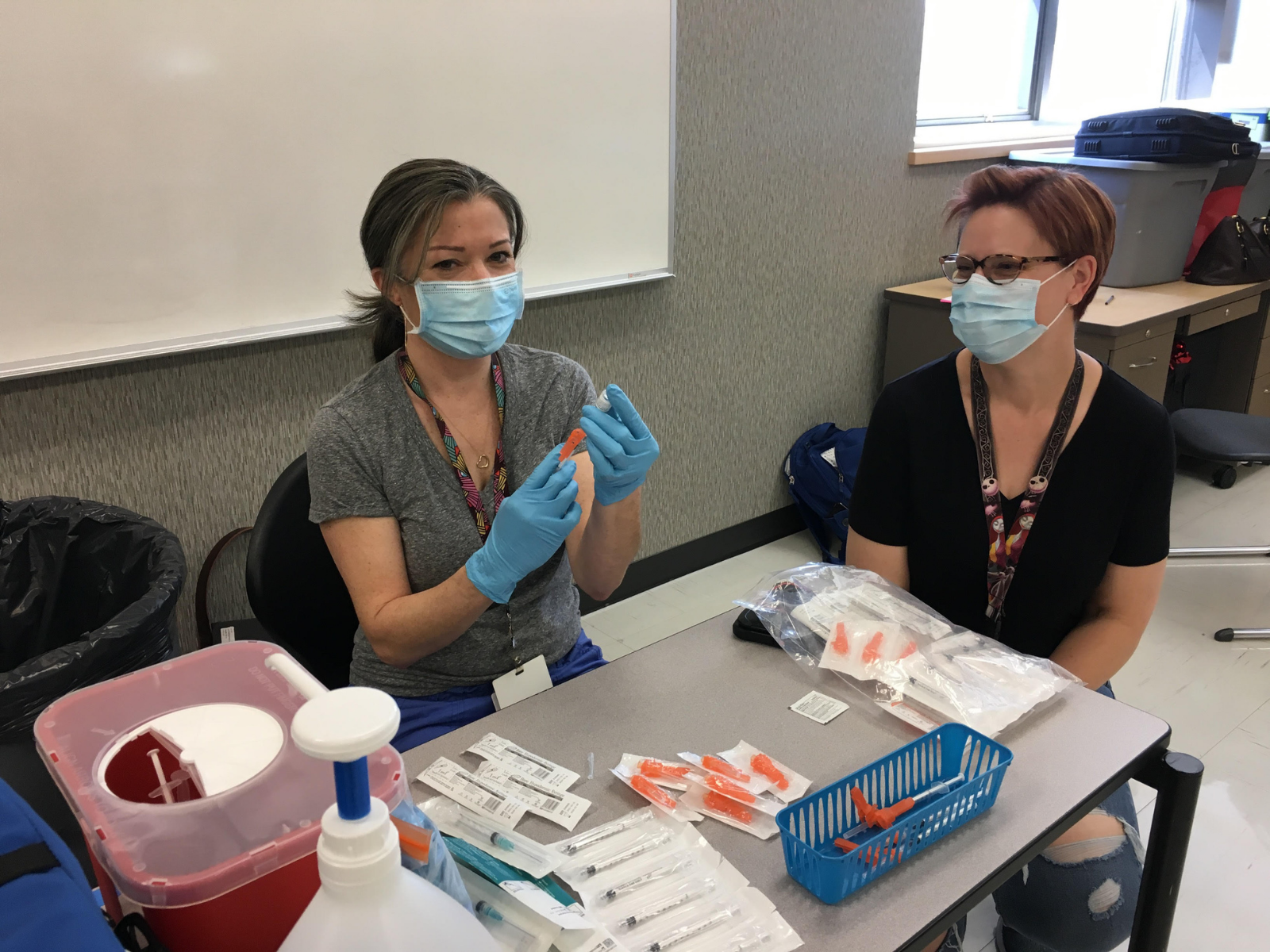 School nurses during a vaccine clinic at Spokane Public Schools in Washington. (Ally Barrera / SPS)