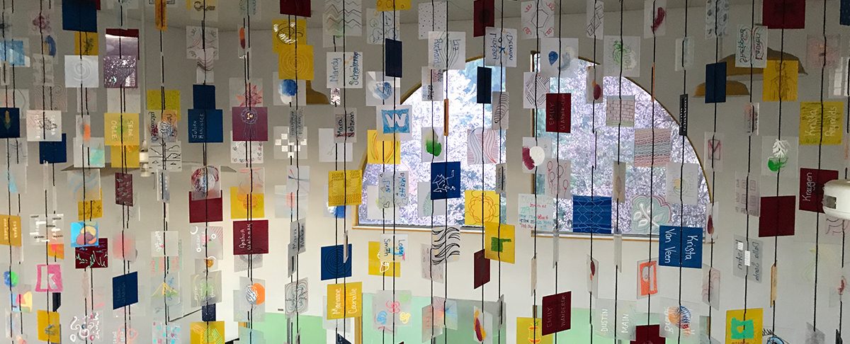 The 'Founder's Wall' displays the names of each of the hundreds of people who donated to the college's crowdfunding campaign.