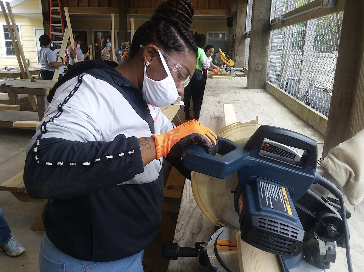 A participant in the Women in Construction program. Photo courtesy of Moore Community House.