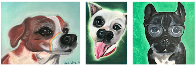 Ashley Delaney, a high school art teacher in Paterson, New Jersey, accepts commissions for pet portraits. The above portraits were created in acrylic and pastels. Photos courtesy of Delaney.