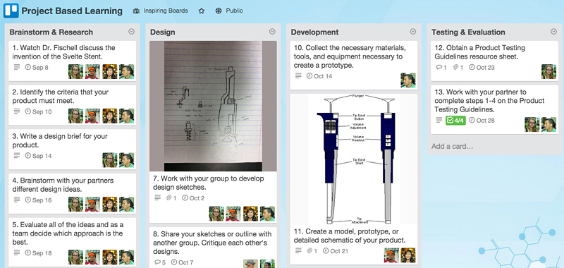 Example of Trello board for project-based learning. Source: Trello