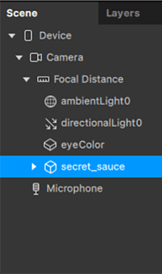 Spark AR scene tab 3D object