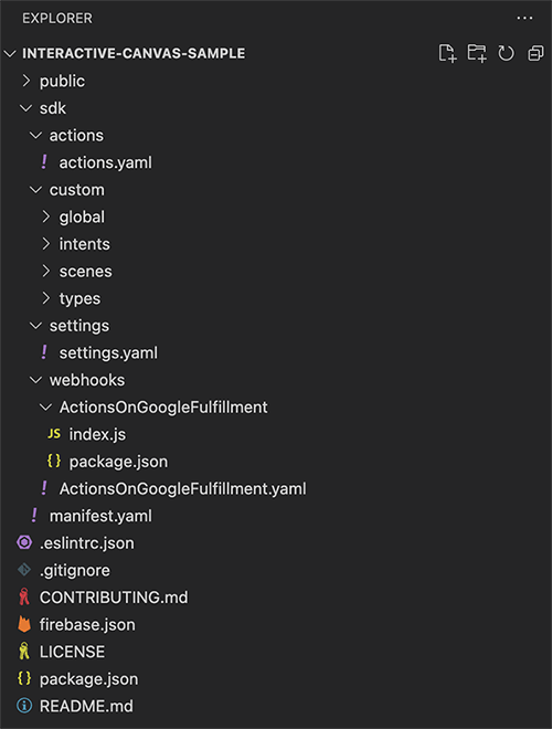 project folder structure for a custom Google Action