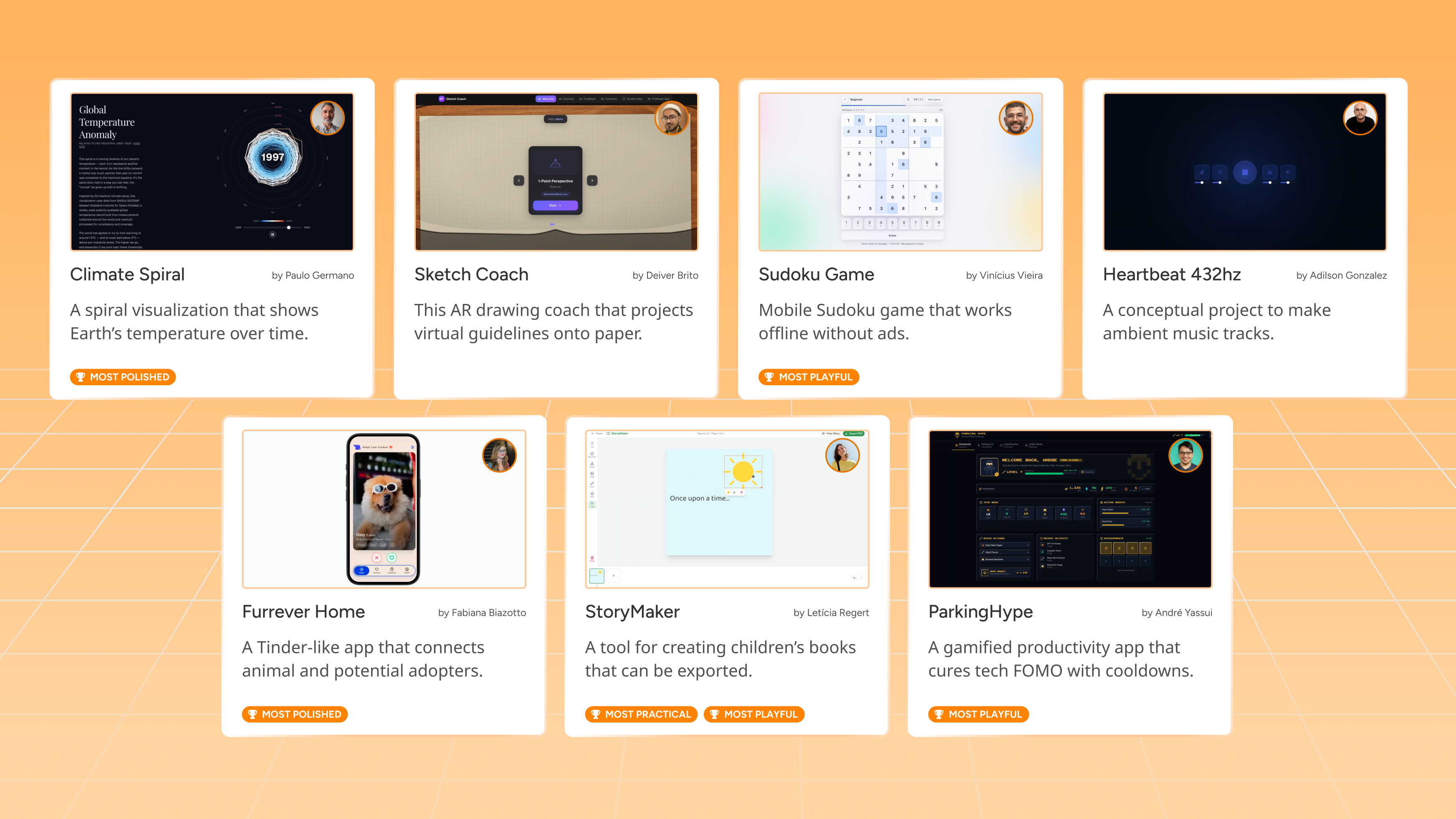 Screenshot of several Vibe with Me project thumbnails