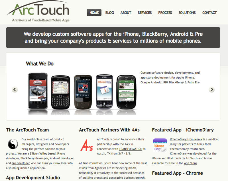 ArcTouch web site from 2009