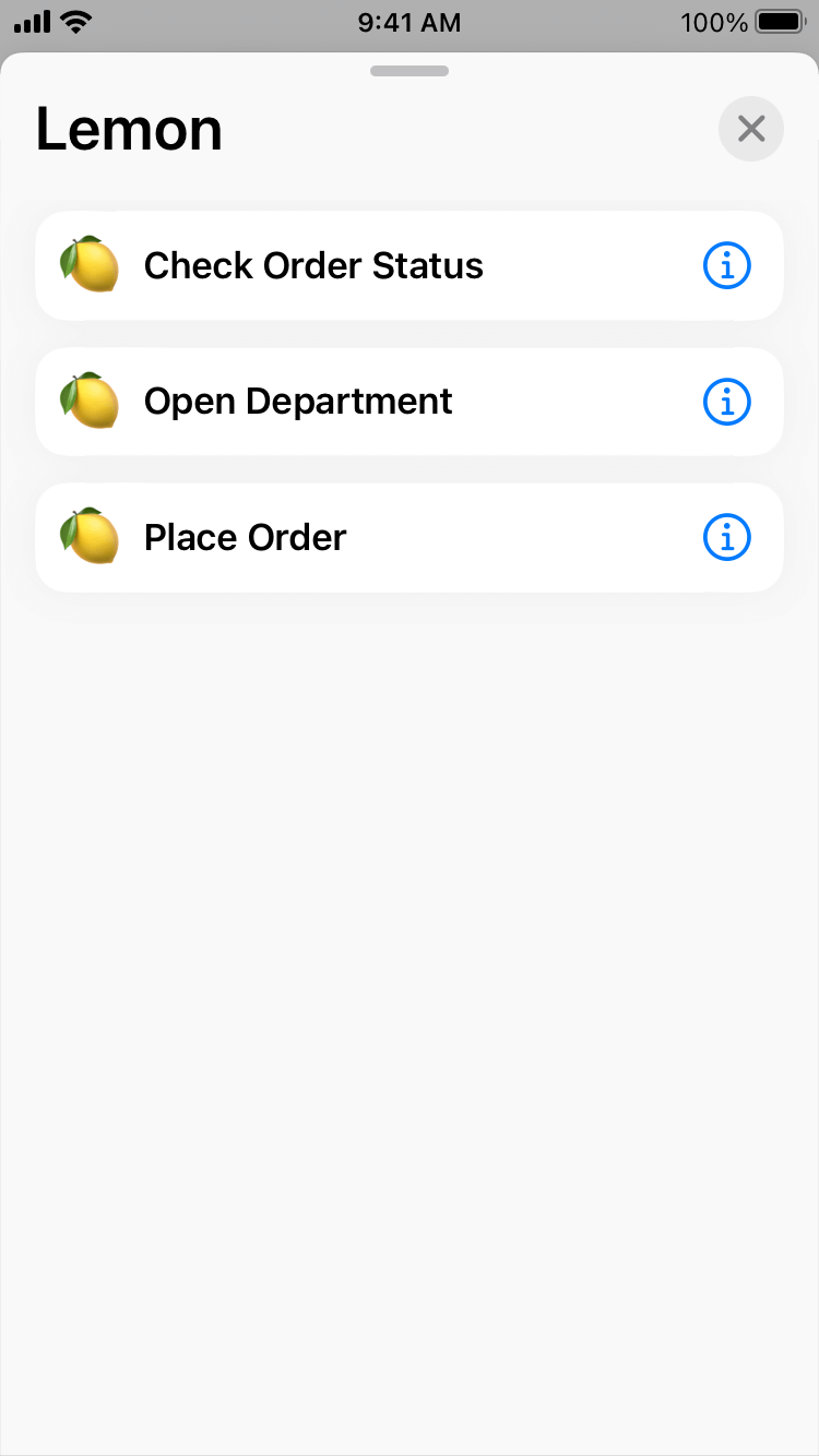 example App Intents in the Shortcuts app