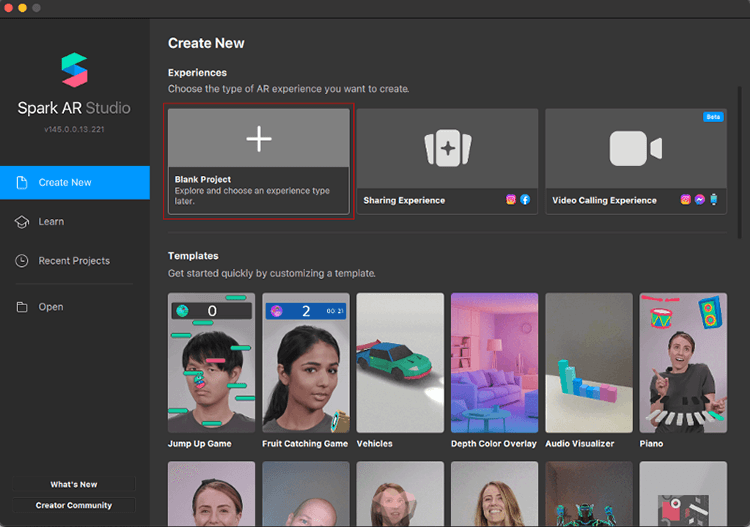 Starting new project with Spark AR