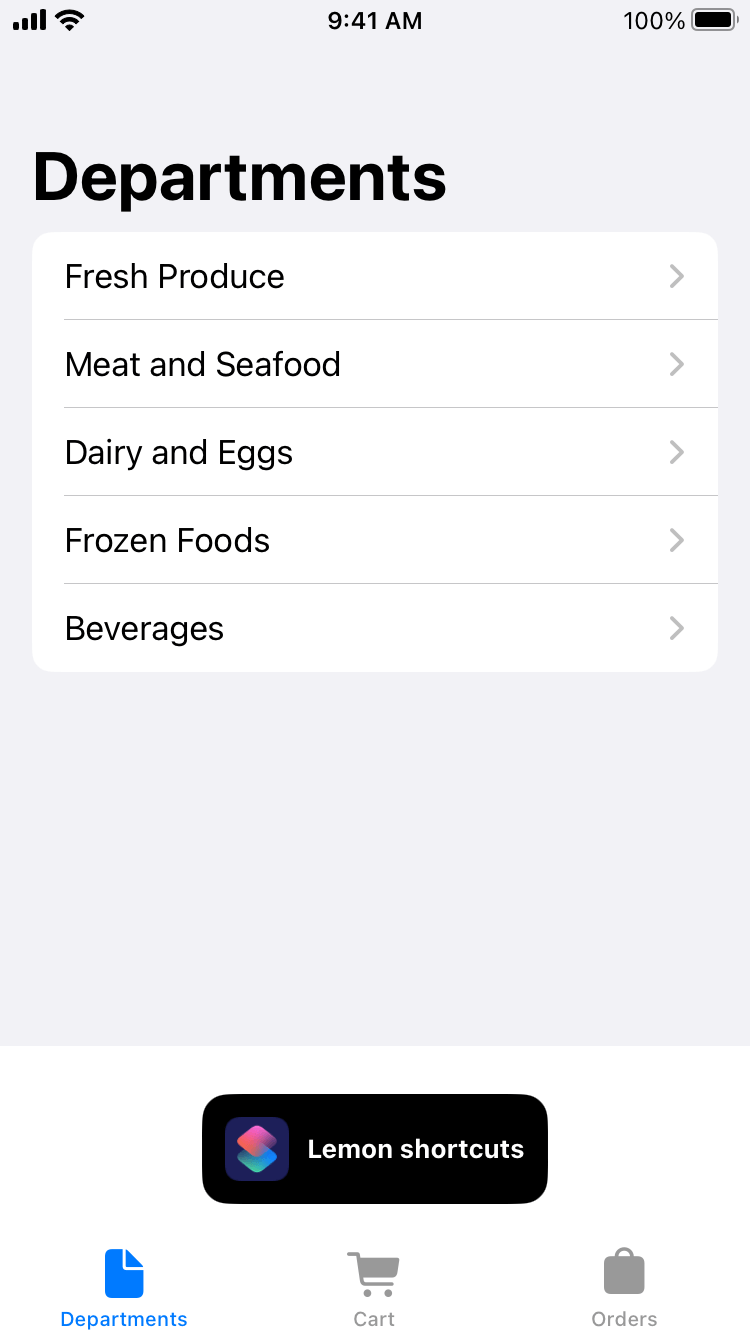 the Shortcuts Link button to display the App Shortcuts