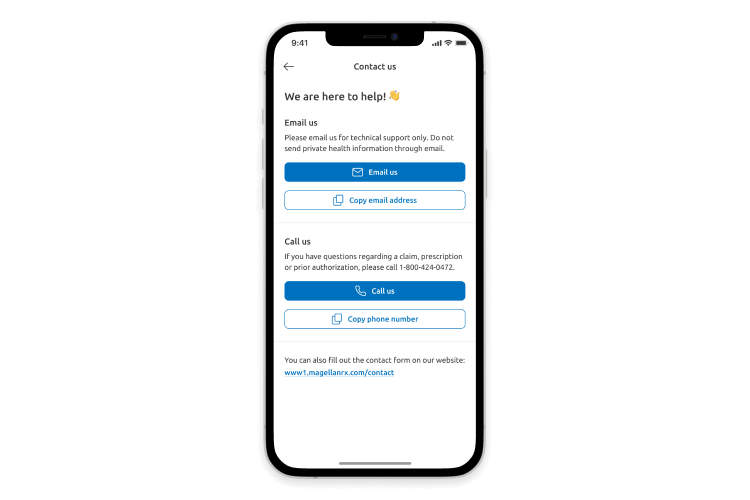 accessible design using descriptive text on buttons in the Magellan Rx app