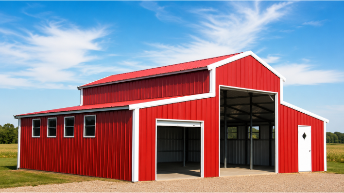 Raised Center Metal Barns
