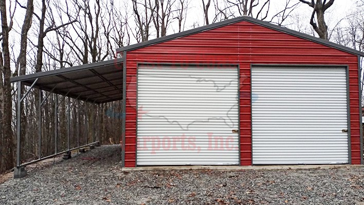 22x30x9 Aframe Vertical Roof Garage w/ Lean To