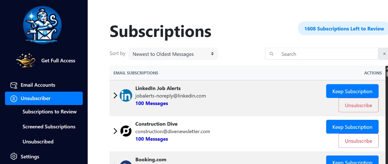 The Smarter Solution Delete + Unsubscribe using Mail Genie