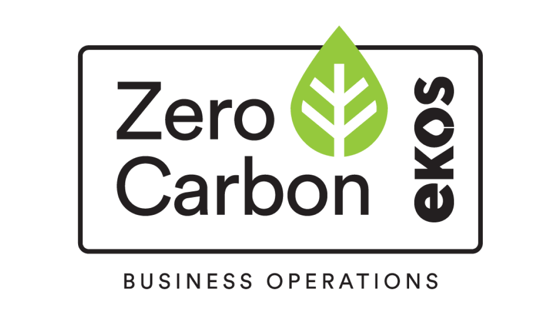 EKOS zero carbon certification for business operations.