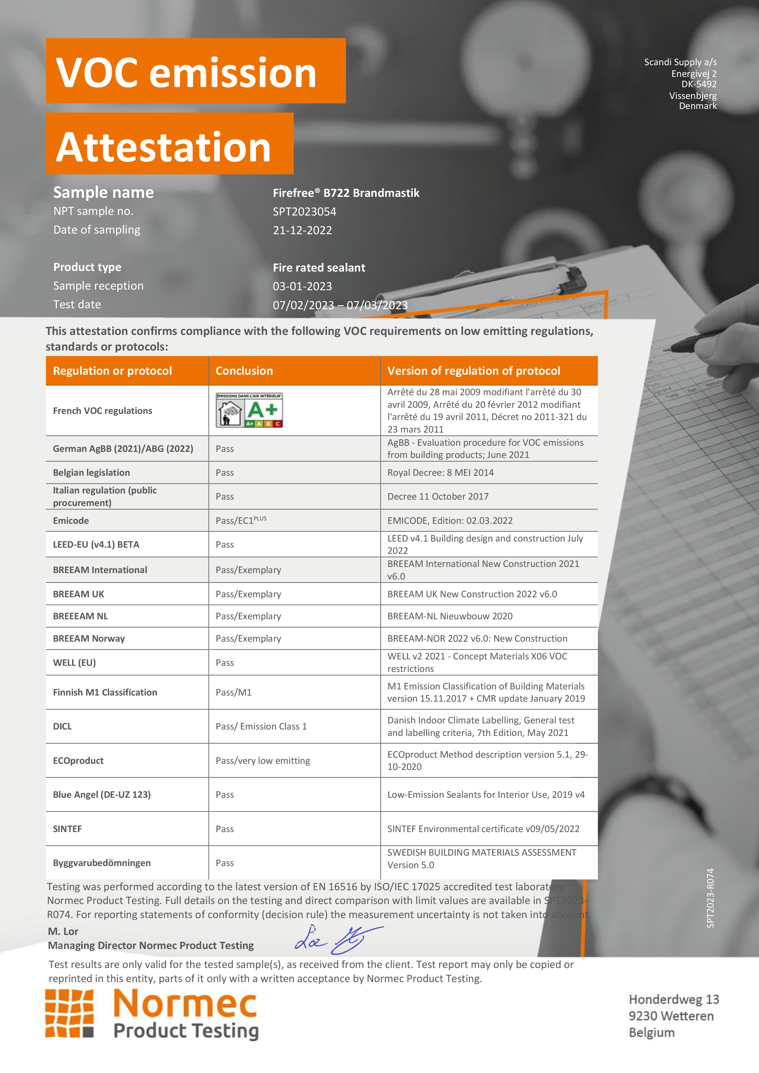 VOC emission attestation