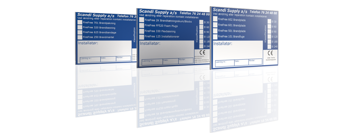 CE etiket til dokumentation af brandlukninger