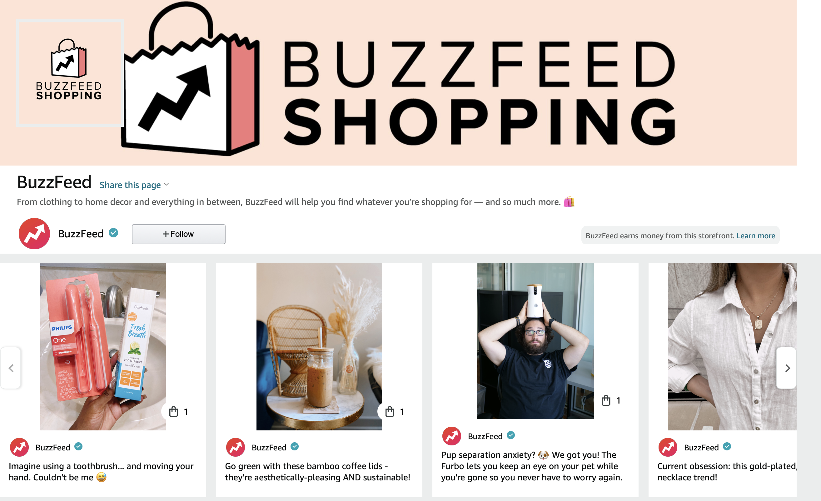 Buzzfeed Amazon Affiliate shopping page