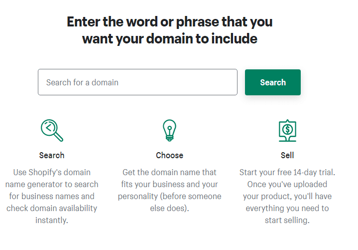 Shopify domain name generator